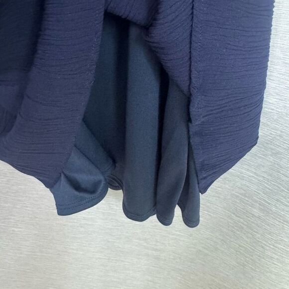 Naif Women's navy blue Embroidered Flowy Peasant Midi Dress, SZ XL - Picture 6 of 9